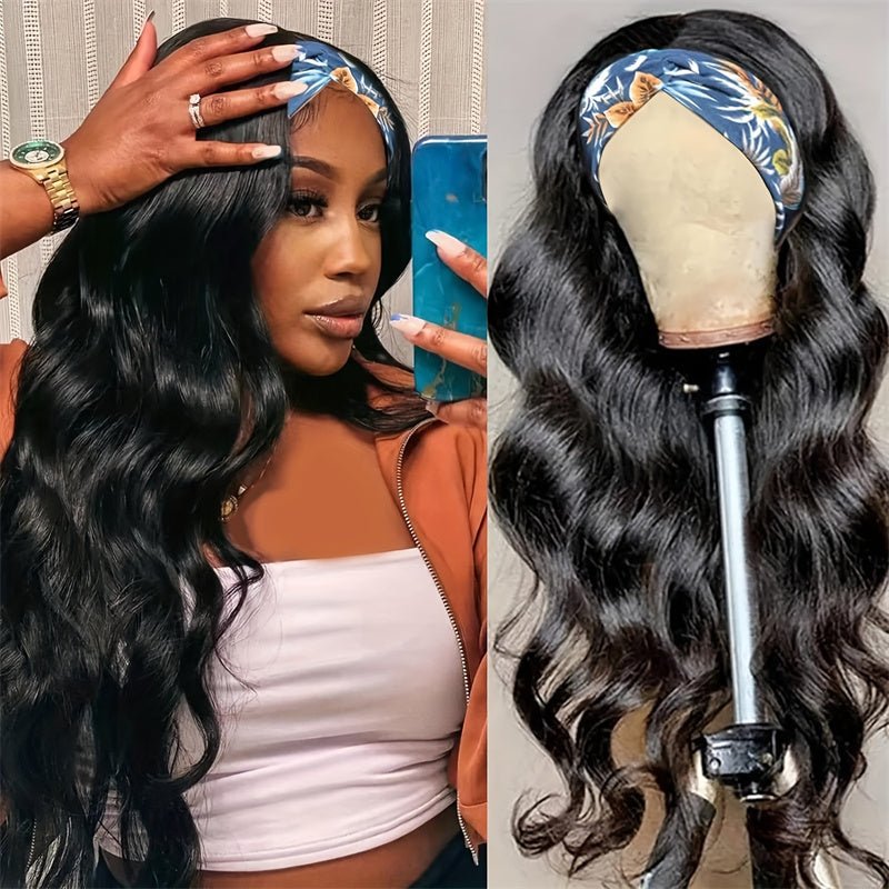 Lomoda Body Wave Headband Scarf Wigs Glueless Human Hair No Lace Wig - Perismoda Hair